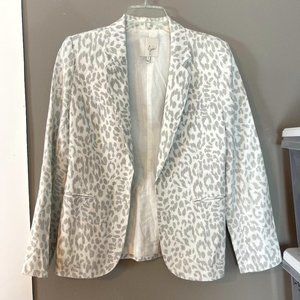 Joie Women's White Animal Print Long Sleeve Blazer Size 4